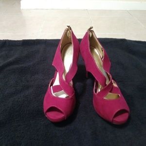 Christian Siriano burgundy high heels